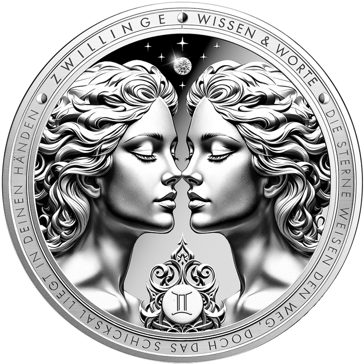 Product image of the reverse: two women’s heads in profile facing each other, an ornament between them, a diamond in the field of stars
