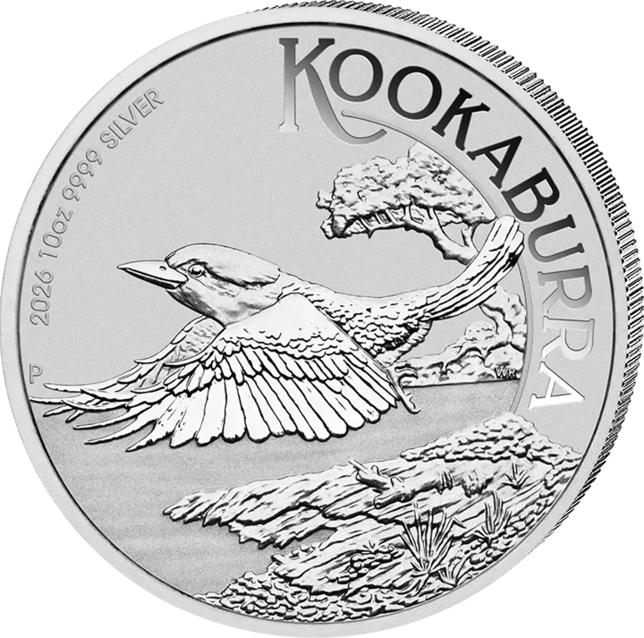 Kookaburra 2026, 10 onzas de plata, cara con la cucaburra, imagen