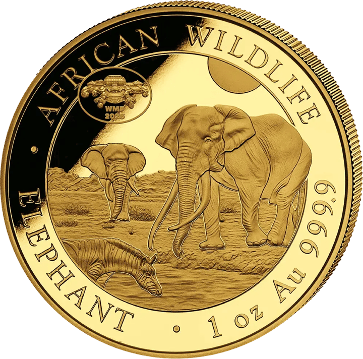 Elefante Somalia, 1 onza Oro, cara del motivo, imagen