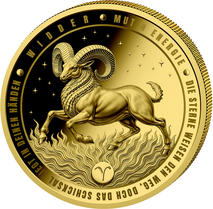 Imagen del producto, reverso: un carnero saltando con cuernos enroscados, bajo él llamas