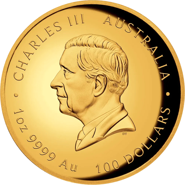 Imagen de la cara de la efigie: el rey Charles III de perfil, la leyenda CHARLES III y AUSTRALIA, abajo el valor nominal