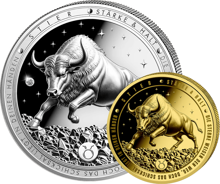 Imagen del producto, moneda de plata con diamante y moneda de oro del lote