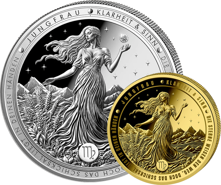 Imagen del producto, moneda de plata con diamante y moneda de oro del lote