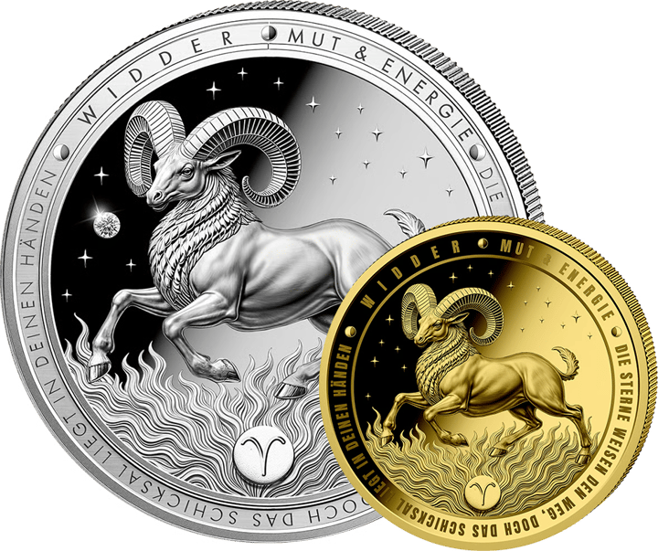 Imagen del producto, moneda de plata con diamante y moneda de oro del lote