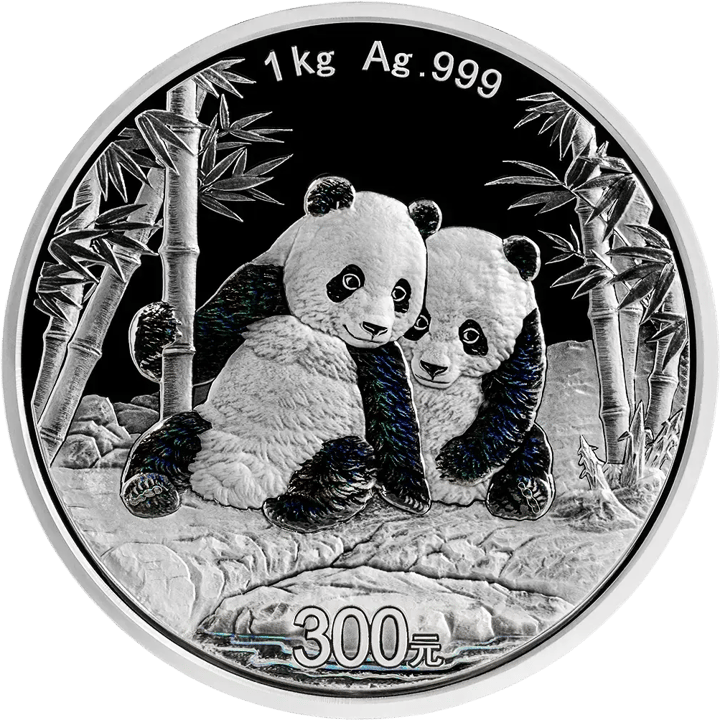 China Panda, 1 kg Plata, cara con el panda, imagen
