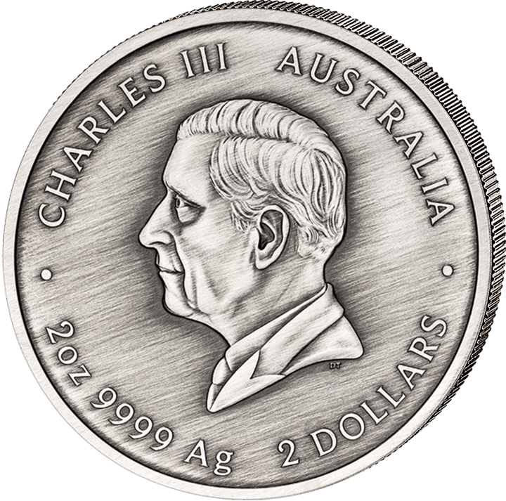 2 Unzen Silber, Wertseite mit Ausgabeland Australien, Abbildung