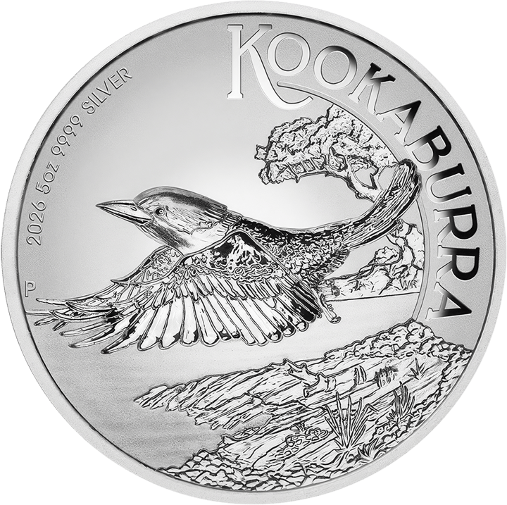 Kookaburra 2026, 5 onzas de plata, cara con la cucaburra, imagen