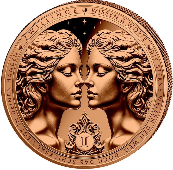 Imagen del producto, reverso: dos cabezas de mujer de perfil, una frente a otra, entre ellas un ornamento