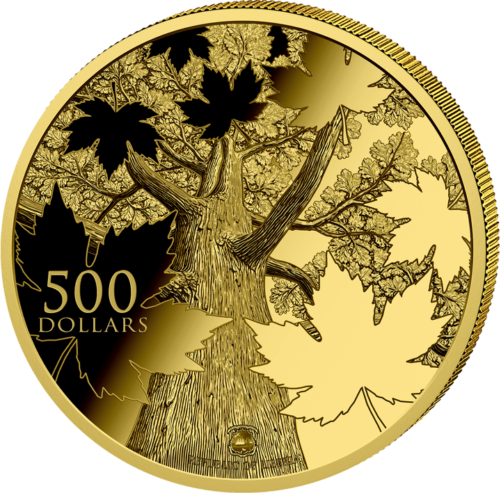 Tree side: the view up a maple trunk into the branches, the face value on the left, a small coat of arms and REPUBLIC OF LIBERIA at the bottom