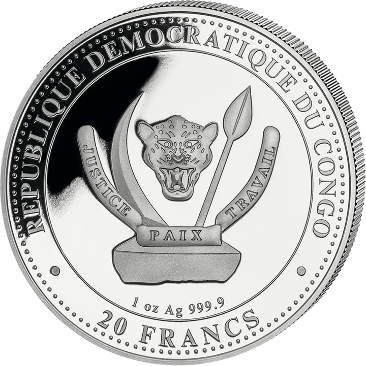 1 ounce of silver, obverse with issuing country Democratic Republic of the Congo, image