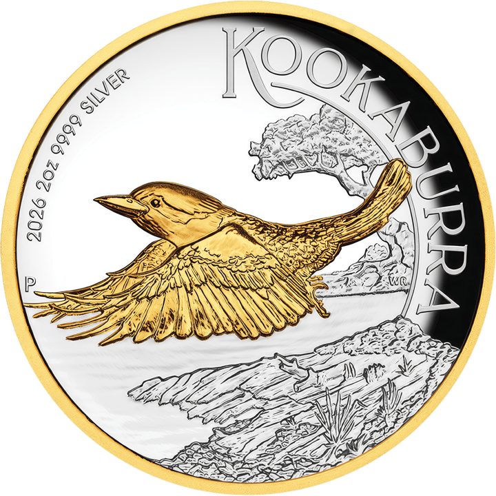 Kookaburra 2026, 2 Unzen Silber, Seite mit dem Kookaburra, Abbildung