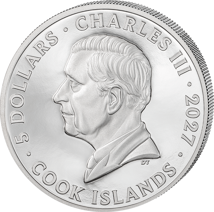1 Unze Silber, Wertseite mit Ausgabeland Cook Islands, Abbildung
