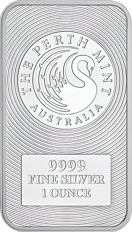 Abbildung der Vorderseite: der Schwan der Perth Mint, dazu Feinheit und Gewicht