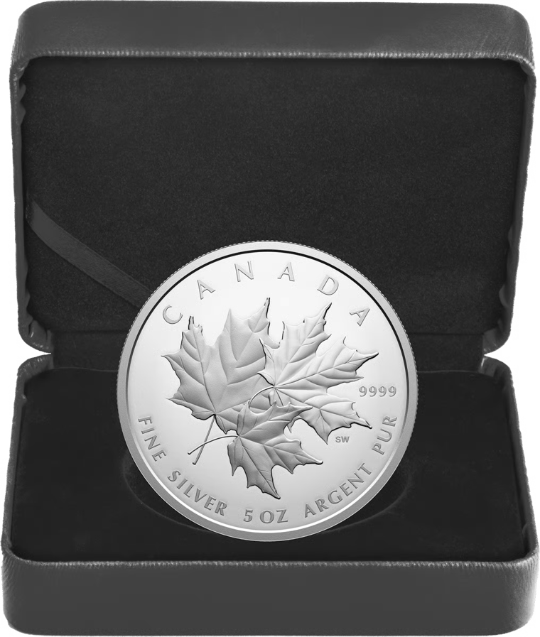La moneda en su estuche de la Royal Canadian Mint