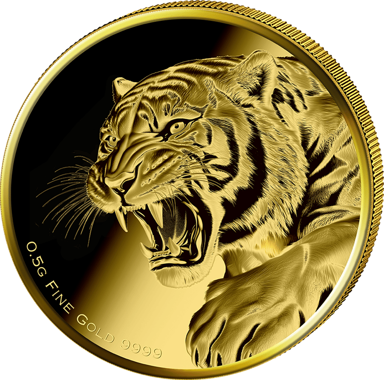 0,5g Gold Majestätischer Tiger 2025 (Auflage: 5.000 | Polierte Platte)