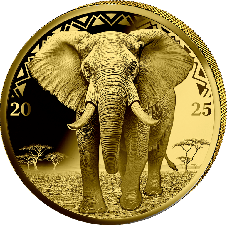 1/4 Unze Gold African Animals Elefant 2025 (Auflage: 299 | Polierte Platte)