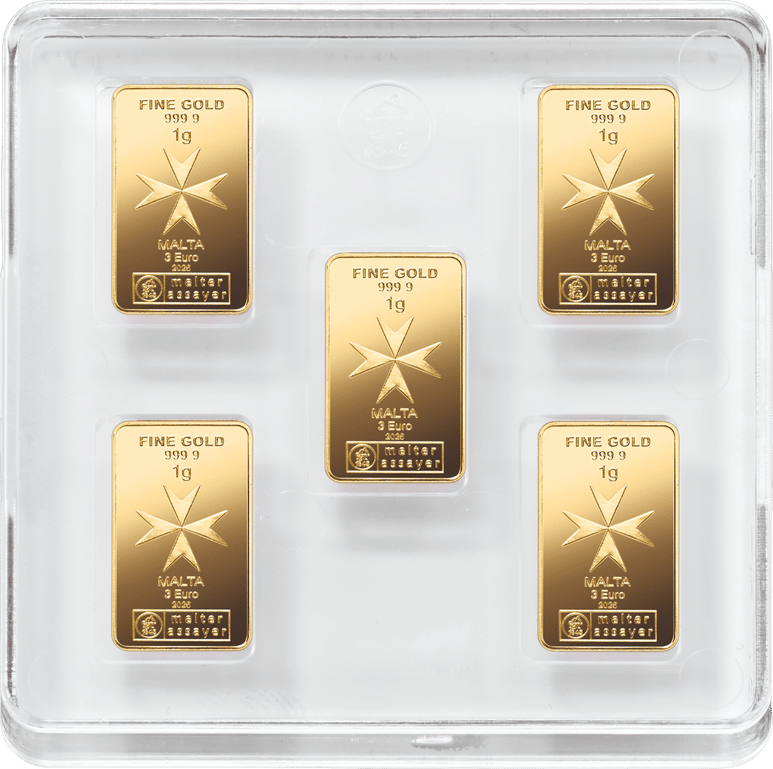5 x 1g Gold Münzbarren UnityBar (Malta)