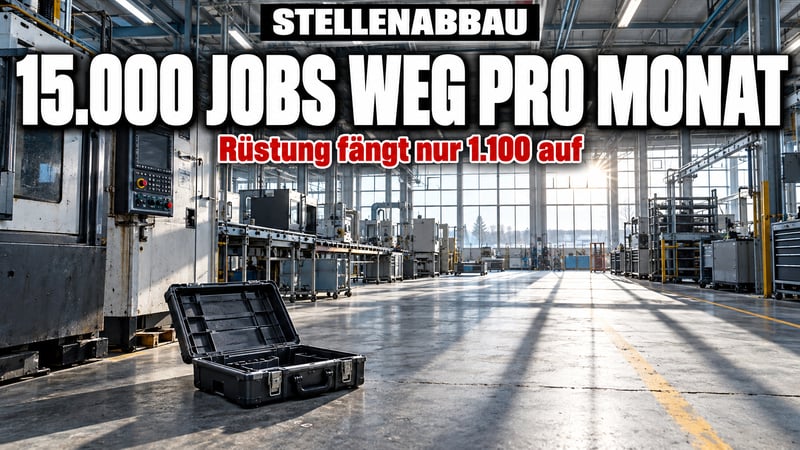 15.000 Jobs weg pro Monat – Rüstung fängt nur 1.100 Menschen auf