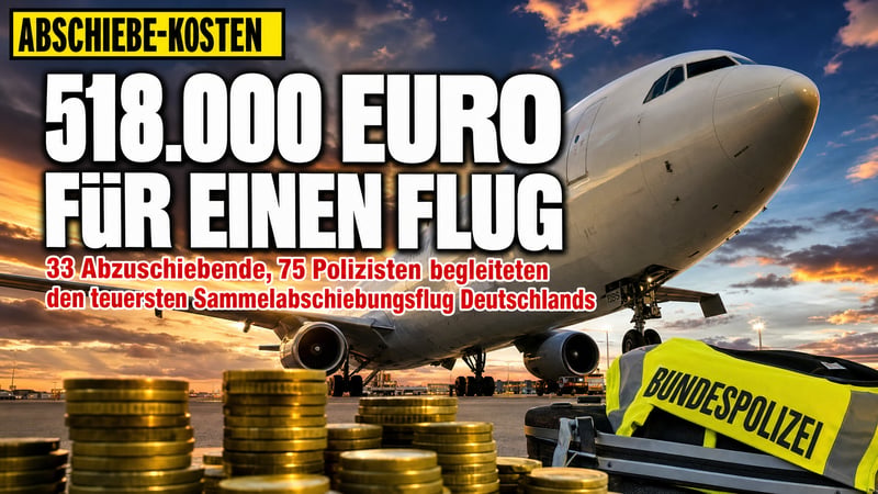 518.000 Euro für einen Flug: 33 Abzuschiebende, 75 Polizisten