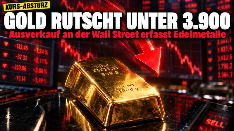 Ausverkauf an der Wall Street: Gold rutscht unter 3.900 Dollar!