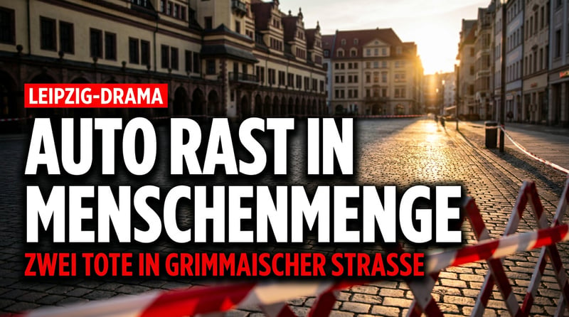 Blutiger Montagnachmittag in Leipzig: Auto rast in Fußgängerzone – zwei Tote, mehrere Verletzte