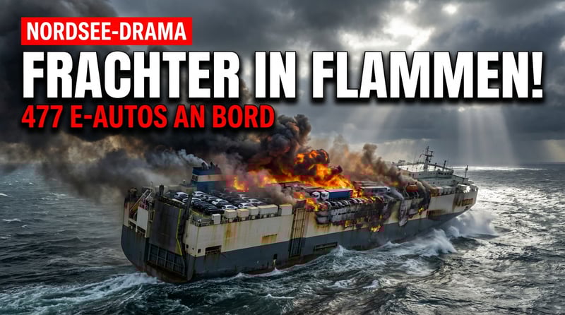 Brennender Autofrachter vor Borkum: Fast 500 Elektroautos an Bord
