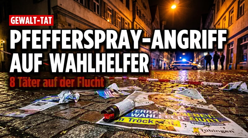 Brutaler Angriff auf AfD-Wahlhelfer: Achtköpfige Gruppe versprüht Pfefferspray in Tübingen