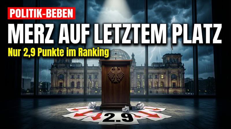 Demütigung für den Kanzler: Friedrich Merz stürzt im Politikerranking auf den letzten Platz