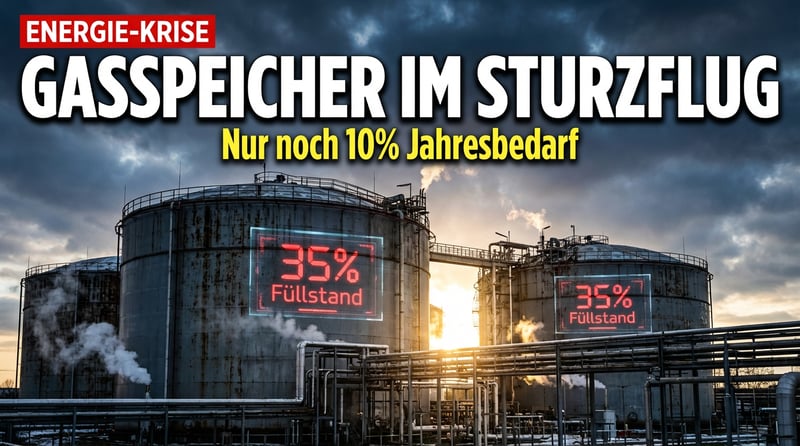 Deutschlands Gasspeicher im freien Fall: Nur noch zehn Prozent des Jahresbedarfs verfügbar