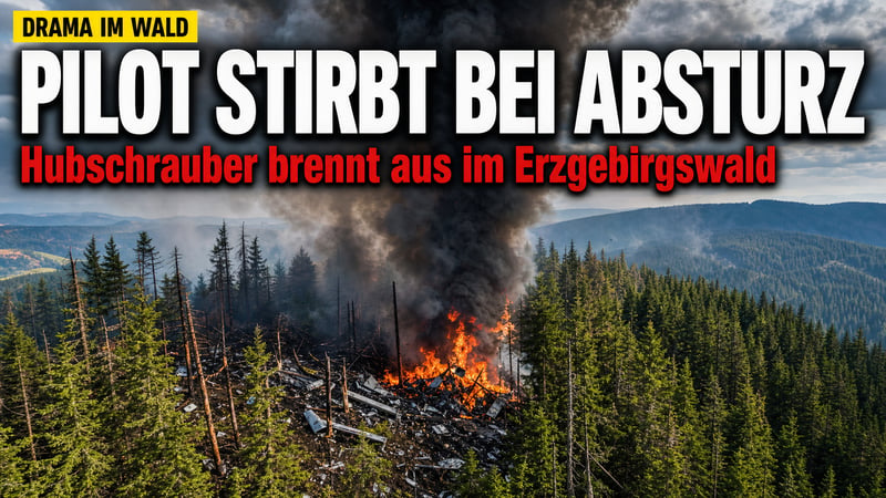 Drama am Erzgebirgskamm: Hubschrauber stürzt in Wald – Pilot tot