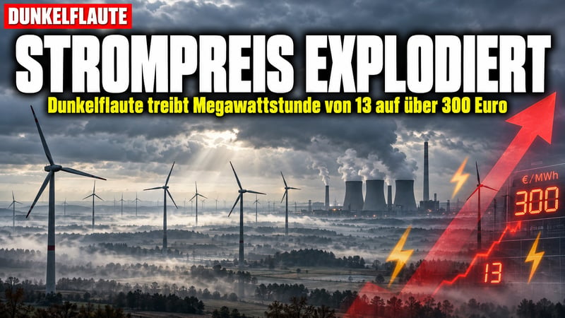 Dunkelflaute-Schock: Strompreis explodiert von 13 auf über 300 Euro!