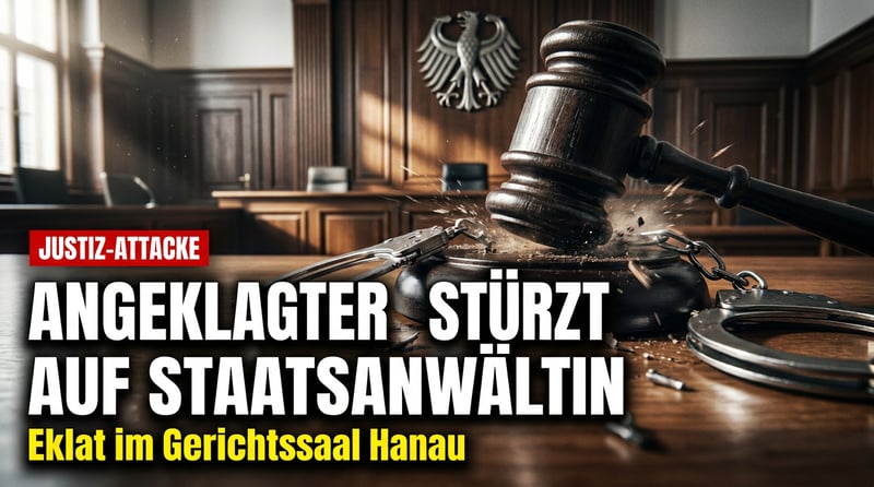Eklat im Gerichtssaal: Gefesselter Angeklagter attackiert Staatsanwältin in Hanau