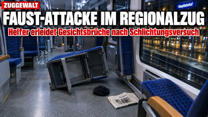 Faust-Attacke im RE 5: Helfer landet mit Gesichtsbrüchen in der Klinik!