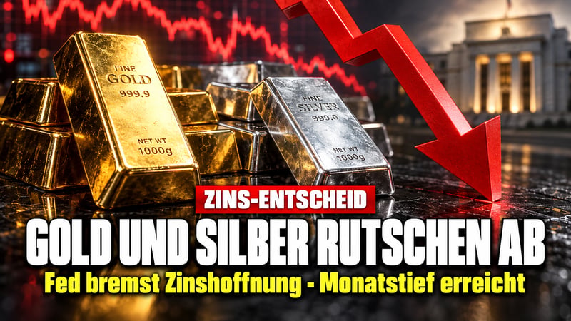 Fed bremst Zinshoffnung: Gold und Silber rutschen auf Monatstief!