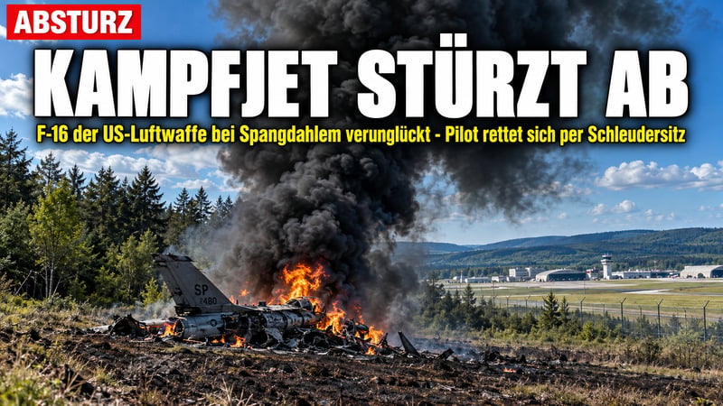 Feuerball über der Eifel: US-Kampfjet F-16 stürzt bei Spangdahlem ab!