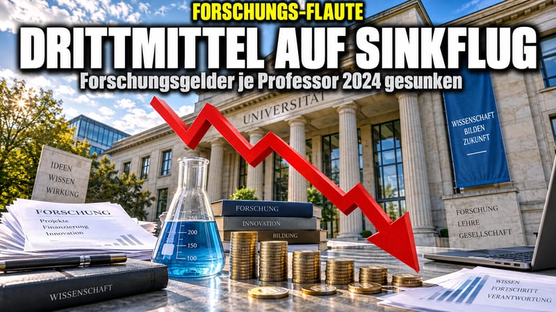 Forschungs-Flaute an Unis: Drittmittel je Professor sinken!