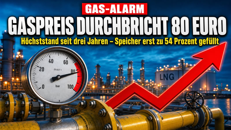 Gas-Schock vor dem Winter: 80 Euro – Höchststand seit drei Jahren!