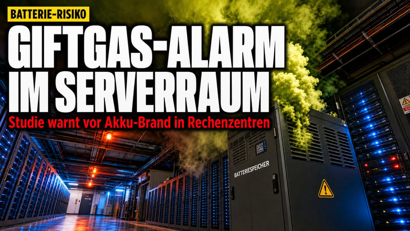 Giftwolke im Serverkeller: Studie warnt vor Akku-Inferno