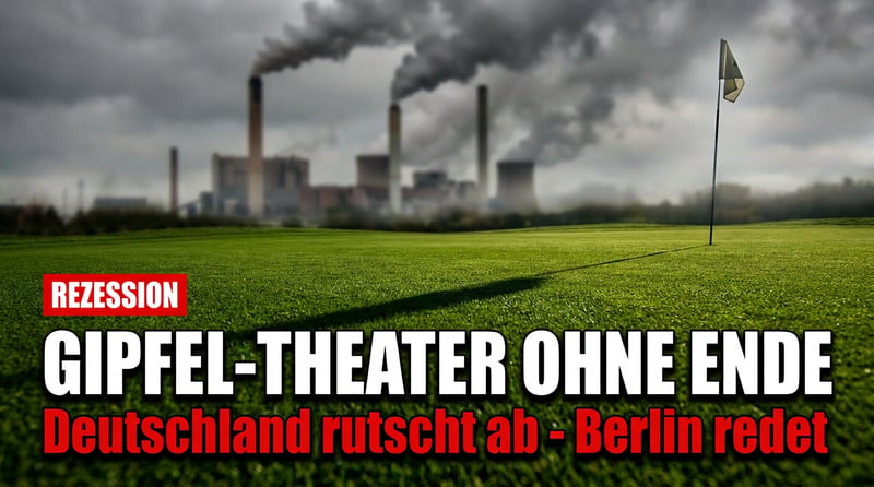 Gipfel-Theater ohne Drehbuch: Während Merz auf dem Golfplatz nach Unternehmern sucht, rutscht Deutschland in die Rezession