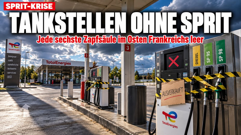 Leere Zapfsäulen: Jede sechste Tankstelle im Osten Frankreichs trocken
