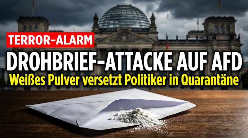 Linksextremistischer Terror gegen AfD: Drohbrief mit weißem Pulver versetzt Politiker in Quarantäne
