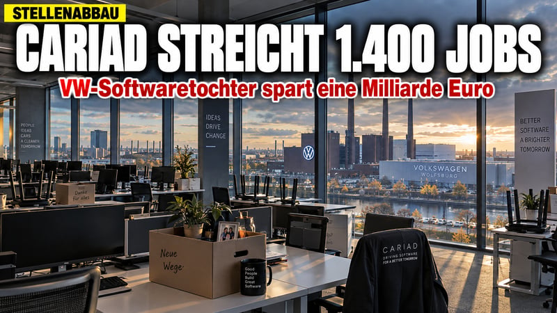 Milliardengrab Cariad: VW-Softwaretochter streicht bis zu 1.400 Jobs!