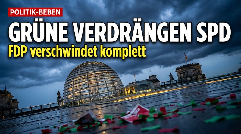 Politisches Erdbeben: Grüne überholen SPD, FDP verschwindet in der Bedeutungslosigkeit