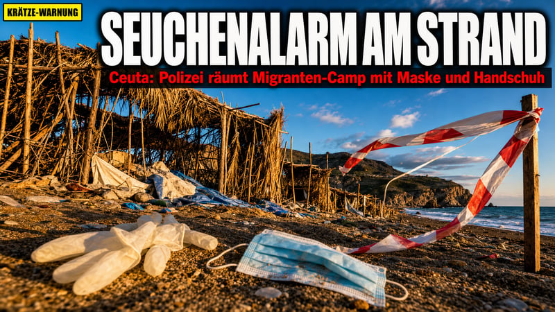 Räumung mit Maske und Handschuh: Ceutas Strand wird zum Seuchenherd