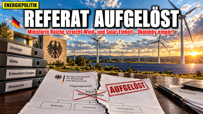 Reiche löst Wind- und Solar-Referat auf: Die Ökolobby ist empört!