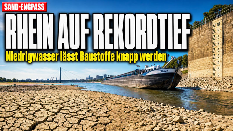 Rhein auf Rekordtief: Jetzt geht dem Bau der Sand aus!