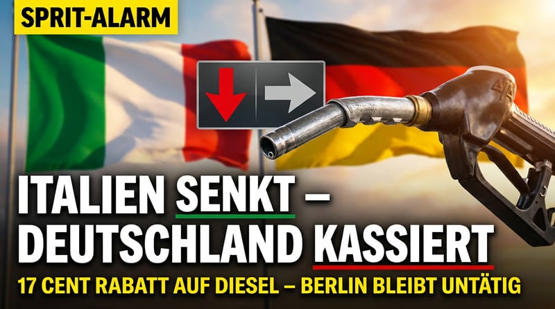 Rom senkt den Dieselpreis, Berlin kassiert weiter: Italien gewährt 17 Cent Rabatt – Deutschland schaut zu