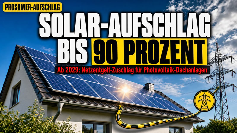 Solar-Aufschlag ab 2029: Bis zu 90 Prozent extra fürs Netz!