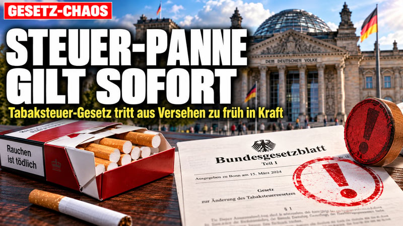 Tabaksteuer-Desaster: Klingbeils Gesetz gilt aus Versehen schon jetzt!