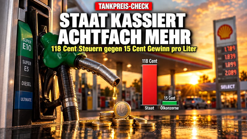 Tank-Lüge entlarvt: Der Staat kassiert achtmal mehr als die Öl-Multis